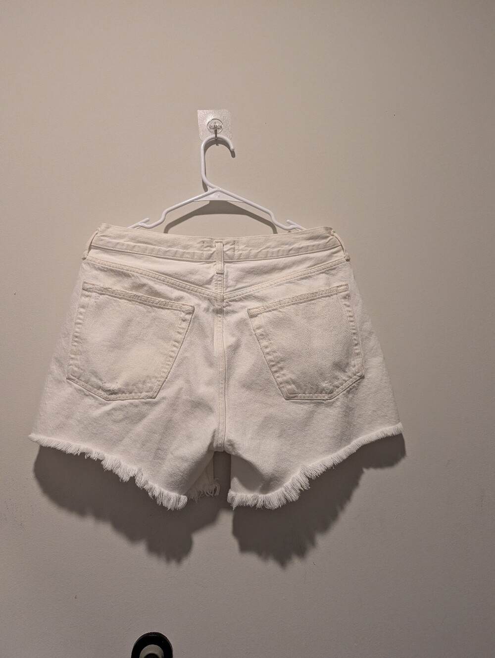 Agolde Parker Long White Frayed Hem Denim euro Summer Boho Shorts - Picture 7 of 10
